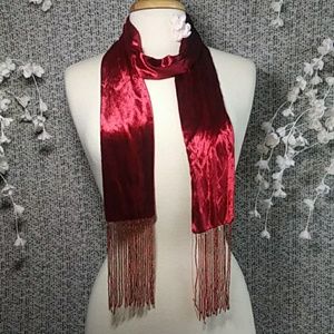 90s VTG Scarf Velour w/ Beaded Fringe